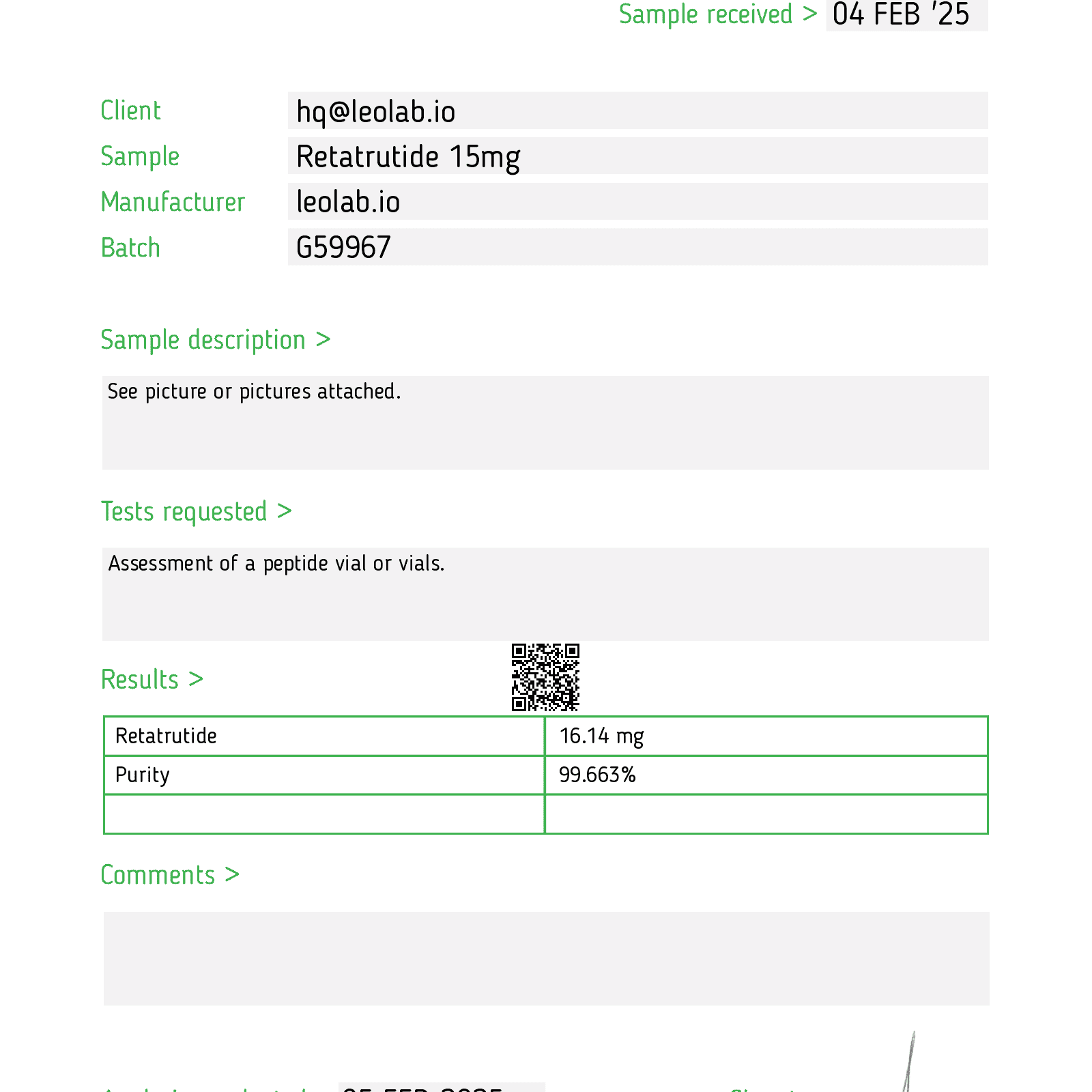 3rd party Retatrutide test 57162