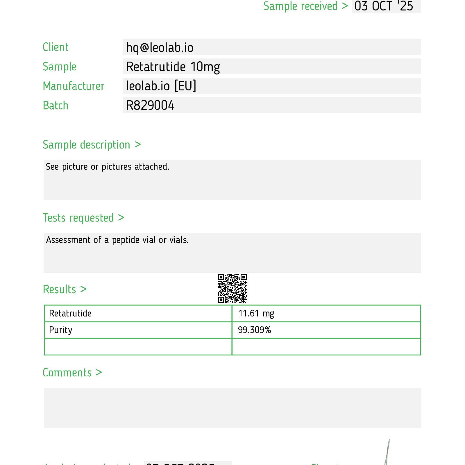 Retatrutide 3rd party test results